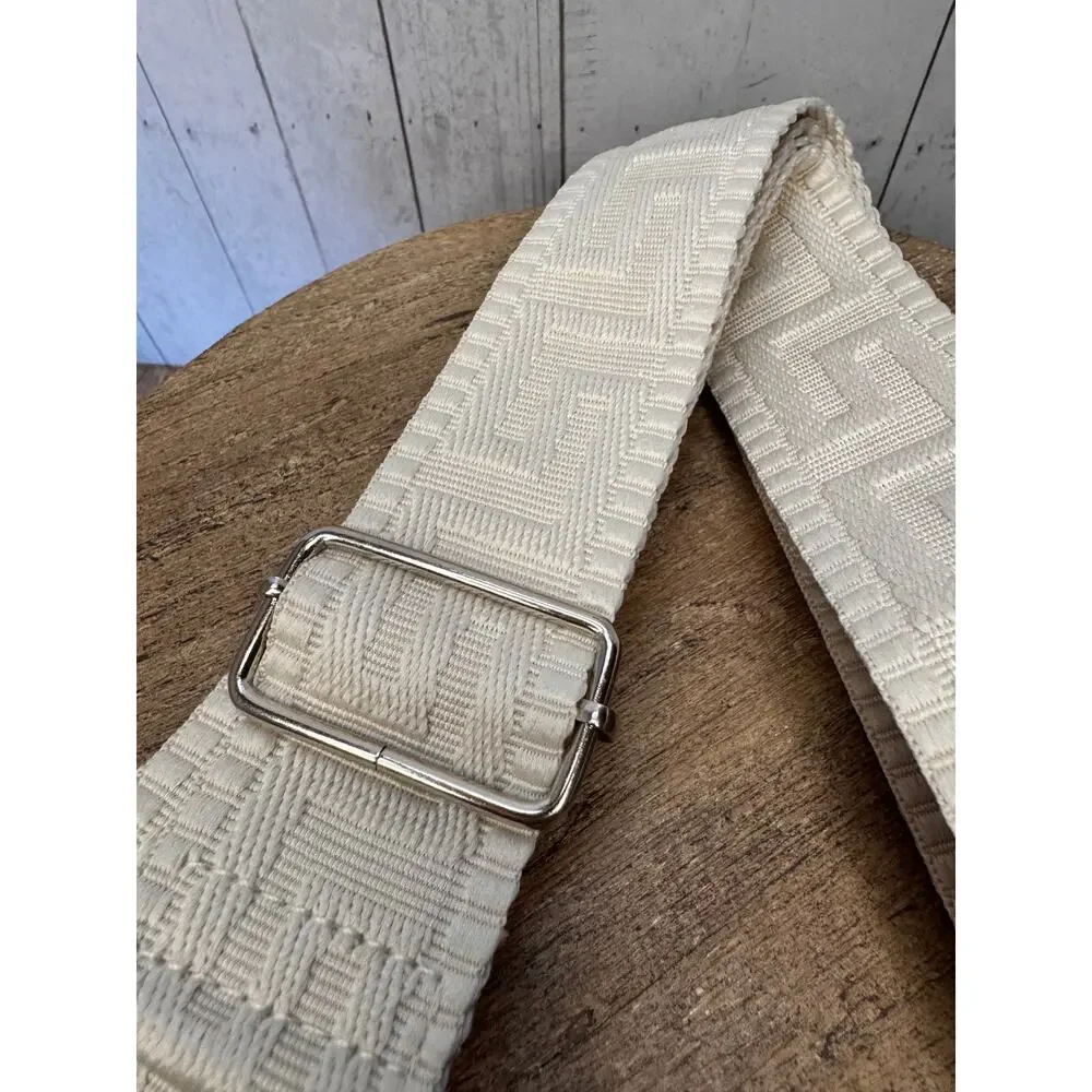 White Woven Purse Strap Wide Striped Bag Strap Boho Crossbody Purse Strap
